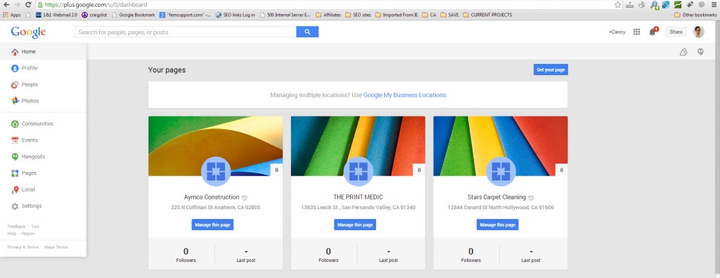 Manage Google Plus pages